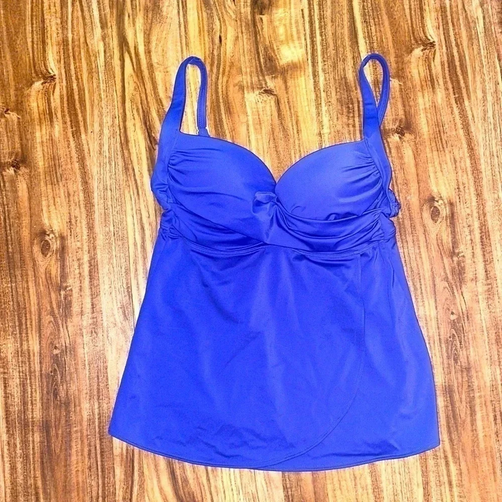 Soma women’s tankini 34C medium swimsuit top blue underwire support